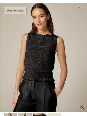 J. Crew Black Smocked Sleeveless Camisole
